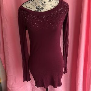 Elegant Burgundy Long Sleeve Top
